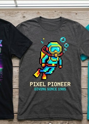 Pixel Pioneer — Diving Since 1985 — Front — Approved Artwork